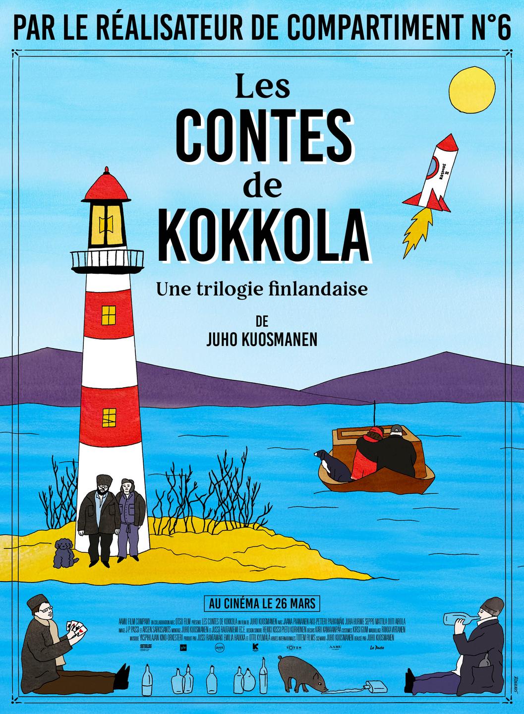 Film de Juho Kuosmanen avec Seppo Mattila, Oona Airola, Jaana Paananen… Nationalité : Finlande Langue parlée : Finlandais Durée : 1H01 A Kokkola, charmante petite ville finlandaise non loin du cercle arctique, ce ne sont pas les déjantés qui manquent ! Comme Romu-Mattila, un marginal qui décide de partir s'installer en Suède avec son chien, des trafiquants d'alcool accompagnés d'un cochon ou encore une gardienne de phare qui rêve de se lancer dans une grande aventure spatiale.